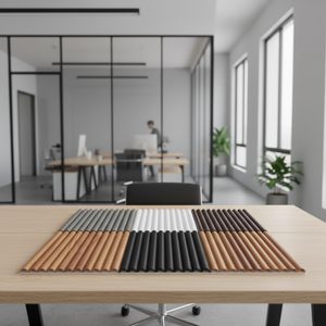 Panneau mural WPC à grille cannelée, revêtement intérieur et <span class=keywords><strong>ext</strong></span>érieur, lambris en PVC avec composite bois-plastique, décoration de fond de télévision - Product Image 1