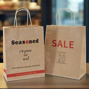 Bolsas de Compra de Papel Kraft con Logotipo Personalizado, Bolsas Planas con Asa para Empaque de Ropa al por Menor - Product Image 3