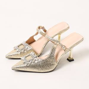 <span class=keywords><strong>Sandalias</strong></span> de tacón alto con diamantes dorados para <span class=keywords><strong>mujer</strong></span>, tacón de aguja que combina con todo para <span class=keywords><strong>Amazon</strong></span>, artículo transfronterizo de moda caliente - Product Image 3