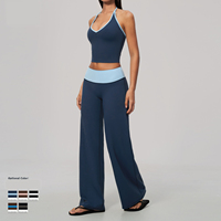 Ensemble de yoga sexy européen-américain nouveau style, dos évidé, couleur unie, taille haute, effet push-up, avec débardeur réversible pour le fitness