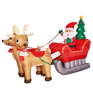 Décoration de Noël gonflable d'extérieur de 7 pieds de long, Père Noël gonflable sur traîneau avec rennes - Product Image 1