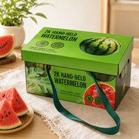 Boîte d'emballage portable personnalisée pour pastèque, boîte cadeau haut de gamme en carton ondulé pour fruits frais, boîte en carton imprimée en couleur