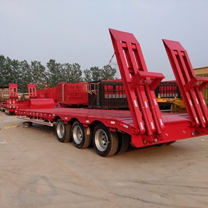 รถเทรลเลอร์แบบแท่นต่ำสำหรับงานหนัก50ton รถเทรลเลอร์3แกน12ล้อเหล็กสูง8มม. บันได ABS - Product Image 1
