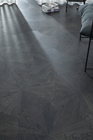 Parquet en bois au design feuille de lotus
