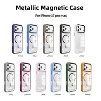 Étui magnétique premium pour iPhone 17 Pro Max, coque transparente métallique pour appareil photo, Capa De Celular pour iPhone 15 Max, étuis de téléphone brésiliens