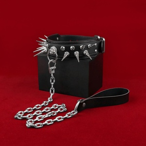 Collar con Púas FUNSM para BDSM, Collar de Cuero y Correa Metálica, Juego SM, Juguetes Sexuales Fetichistas, Accesorios de Bondage para Parejas - Product Image 4