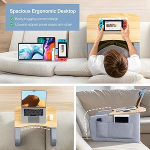 Plateau TV pour manger sur le canapé avec tablette et fente pour téléphone, plateau de table de <span class=keywords><strong>lit</strong></span> pour manger et <span class=keywords><strong>ordinateur</strong></span> <span class=keywords><strong>portable</strong></span> avec accoudoirs - Product Image 6