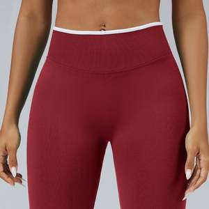 Renk blok dikişsiz yüksek bel ganimet Yoga Legging gizli spor ezme popo kaldırma tayt kadınlar için - Product Image 5