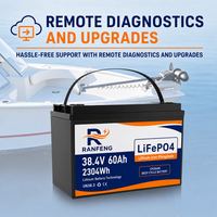 Batería de Litio Marina LiFePO4 de 38.4V 50Ah, NMEA 2000, Impermeable, de Ciclo Profundo, para Barcos, Yates, Energía Solar, 60Ah 100Ah 105Ah 150Ah 300Ah