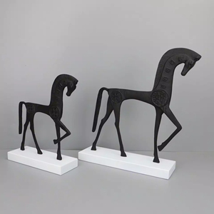 خمر معدن النحاس المال الحصان زخرفة الحصان الحيوان النحت ديكور مدخل المنزل - Product Image 4