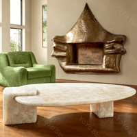 Direktverkauf ab Werk Luxuriöser Unregelmäßiger Eiförmiger Natürlicher Onyx-Textur Marmor Lobby-Center-Couchtisch für Hotel-Lounge