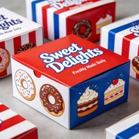 Boîtes à donuts pliées personnalisées AT PACK, imprimées, pour desserts à emporter, avec logo et fenêtre