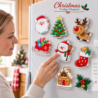 Aimants de réfrigérateur de Noël personnalisés en acrylique, impression UV, dôme époxy, souvenir de Noël, cadeau, fabricant en gros, fournisseur OEM