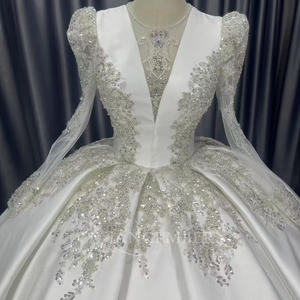 ชุดเจ้าสาวหรูหราประดับดอกไม้ ชุดราตรีปักเลื่อมลูกปัดลูกไม้สำหรับงานเลี้ยงตอนเย็น ชุดแต่งงานไนจีเรีย Lscm19 - Product Image 5