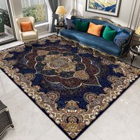 Custom Crystal Velvet Teal Blue Geometric Area Rug Printed Non Slip Soft Floor Mat Living Room Carpet Modern Moroccan Boho