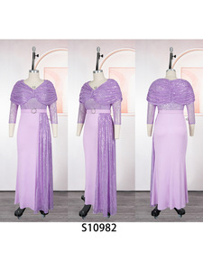 Robe de soirée élégante et tendance pour femme africaine, grande taille, à sequins, longueur ras du sol, taille haute, pour mariage, <span class=keywords><strong>demoiselle</strong></span> d'honneur et fête, modèle transfrontalier - Product Image 4