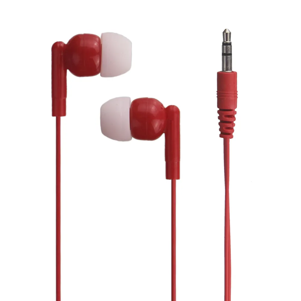 Auriculares baratos y personalizados, auriculares desechables con cable rojo, auriculares intrauditivos con cable