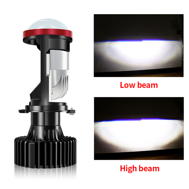 100W H4 LED Headlight Bulb with Bi-LED Projector Lens 100W High Power 6500K Cool White for Car