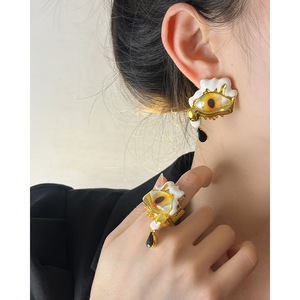 Retro and <strong>Quirky</strong> Personalized Enamel <strong>Earrings</strong> Gold Plated Alloy Featuring Eyes Evil Eye Stud <strong>Earrings</strong> for Women - Product Image 2