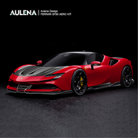 Aulena bumper belakang mobil karbon kering terbaru Aksesori Splitter Diffuser belakang untuk Ferrari SF90