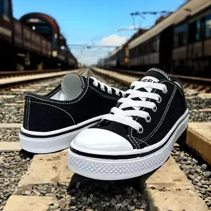 Zapatos de tenis Bresa 860, zapatos deportivos de verano con plataforma y cordones de lona blanca, unisex, talla para adultos 17-21 - Product Image 5