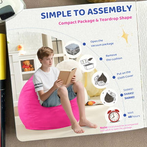 Cubierta <span class=keywords><strong>de</strong></span> terciopelo holandés rosa <span class=keywords><strong>de</strong></span> 2 pies, cómoda y esponjosa lágrima, PUF, sofá, PUF, silla con espuma viscoelástica para sala <span class=keywords><strong>de</strong></span> estar, sala <span class=keywords><strong>de</strong></span> juegos - Product Image 5