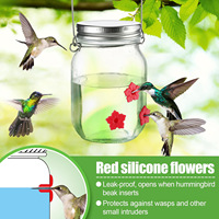 Mangeoires à oiseaux d'extérieur suspendues en PET, mangeoire à colibris avec 3 ports d'alimentation en forme de fleurs pour boire
