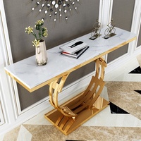 Meubles de maison modernes de luxe côté entrée métal doré table console en faux marbre pour salon hôtel hall villa appartement utilisation
