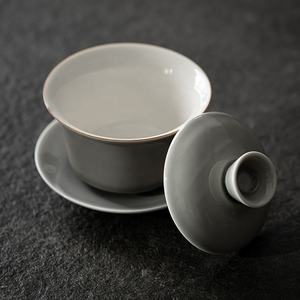 Grand bol à thé japonais en céramique Gaiwan, soupière glaçure gris glacé pour service à thé Kung Fu pour hôtels de fête, voyage, fabrication de thé de Noël - Product Image 5