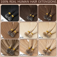 Extensiones de Cabello Humano Virgen Ruso Súper Doble Trama con Punta Nano, Pre-adheridas con Cinta Plana, Extensiones de Uñas con Punta en U/I de Alta Calidad