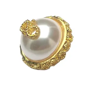 Top Grade Metal Hoop Sewing Custom Floral Design Matt Imitate Gold Embossed Raised Pearl Classical Metal Button For Coat