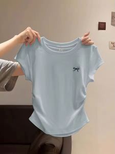 Blouse décontractée pour femme, coupe ample, style européen et américain, avec manches chauve-souris, col rond et poches imprimées (modèle - Product Image 4