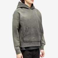 Sweat à capuche streetwear personnalisé surdimensionné en molleton 100 % coton brodé pour homme et femme, style vintage délavé avec poches