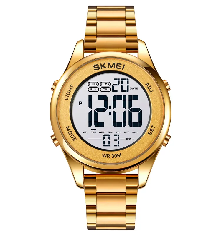 SKMEI 1849 Gold Stainless Steel Wristwatch Popular Fashion Sport Digital Customized Watches for Men