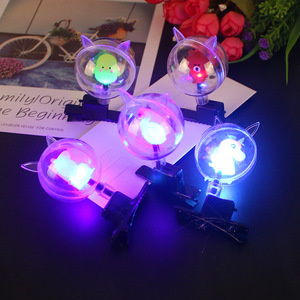 <b>Led</b> Light up Hairpin Glowing Bobo <b>Ball</b> Hair Clip Luminous Hair Headwear Accessory for Kids - Product Image 4