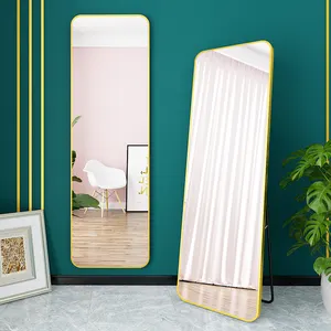 Alumínio liga ouro espelho permanente espelho de parede decorativo comprimento total