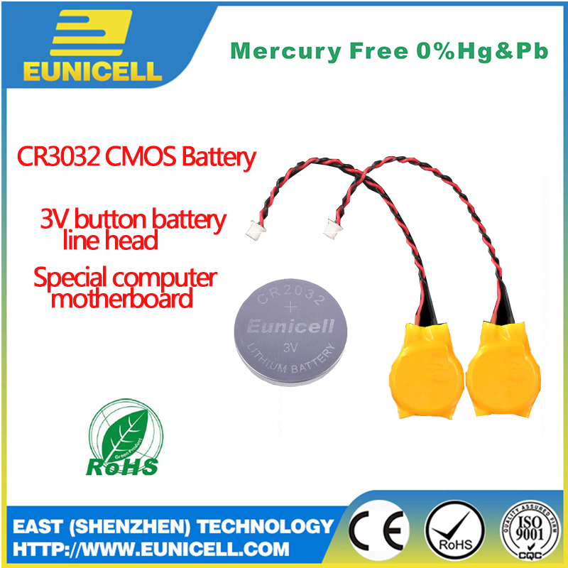 Pile CMOS CR2032 Avec Prise - 3V, Pour PC, Bios, Carte Mère, Remplacement Batterie Horloge