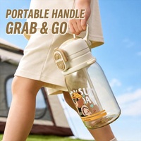 Bouteille d'eau pour enfants 720 ml en PC à paroi simple, mignonne, avec paille et double mode de consommation, pour l'école, la maison et l'extérieur, avec sangle d'épaule