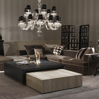 Table basse rectangulaire en pierre naturelle de luxe, table de salon simple et post-moderne, table basse wabi-sabi