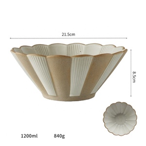 Bol à soupe vintage créatif en forme de fleur, grande assiette, ensemble de vaisselle en céramique pour la maison - Product Image 4