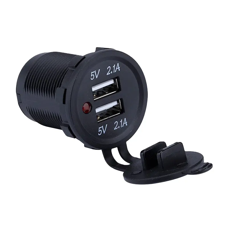 Motorfiets Dubbele Usb Socket Charger Power Adapter Outlet Power Mobiele Telefoon Oplader Met Led Dual Usb