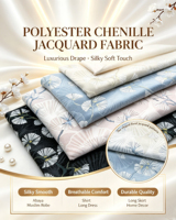 Tissu Jacquard en Polyester Chenille en Gros à Motif Floral en Forme d'Éventail pour Abaya et Décoration Intérieure