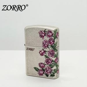 Briquet à huile vintage en argent ancien gravé papillon et <span class=keywords><strong>rose</strong></span>, coupe-vent, au kérosène, idéal pour les cadeaux d'affaires - Product Image 1