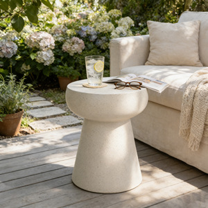 Mushroom-Shaped Outdoor Concrete Side <b>Table</b> Modern Geometric Pedestal End <b>Table</b> For Patio Garden Decorative Use - Product Image 2