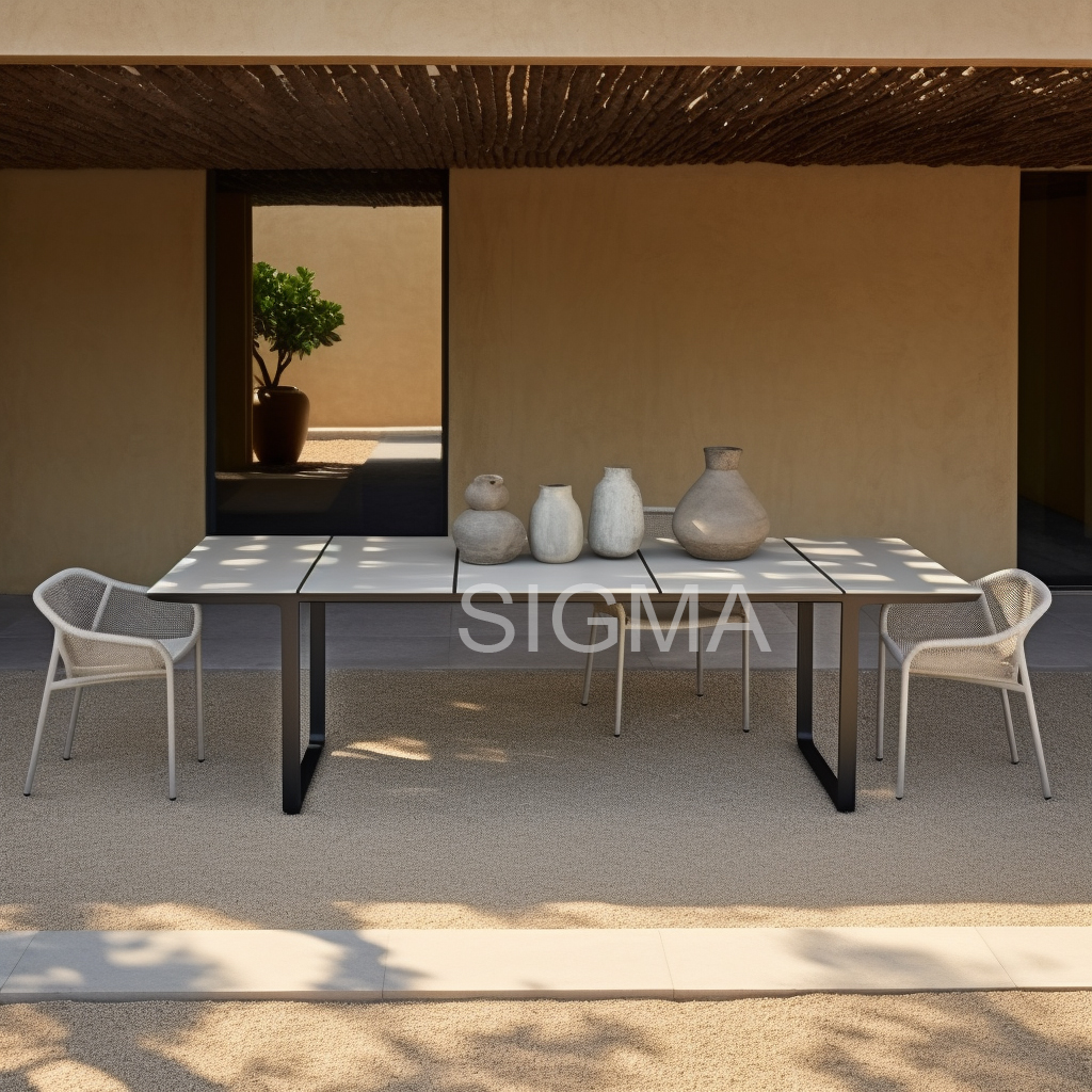 Modern style leisure outdoor furniture patio aluminum rectangular dining tables