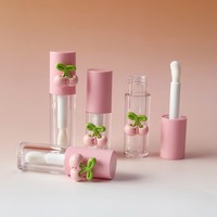 Tabung Lip Gloss Kosong Wadah Lipgloss DIY Bunga Pita Lucu Botol Minyak Bibir Bening Isi Ulang Kemasan Kosmetik