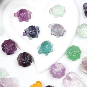 งานแกะสลักคริสตัลธรรมชาติรูปสัตว์ขนาดเล็ก ฟลูออไรต์สีรุ้ง สำหรับทำเครื่องประดับ ขายส่ง - Product Image 3