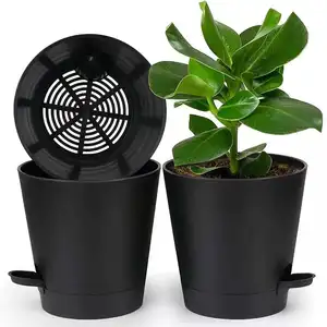 16 inch planter met schotel Suppliers-Hot Verkoop Moderne Decoratieve Plastic Potten Voor Planten Hoge Drainage Plantenbakken Met Schotel Self Watering Potten
