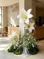 Ensemble de fleurs géantes en EVA blanc pur G-050, style rustique, pour l'entrée de mariage, les séances photo et la décoration de vitrine.