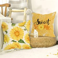 Lot de 4 housses de coussin carrées motif tournesol printemps-été, jaune soleil, avec fermeture éclair invisible, pour un intérieur douillet
